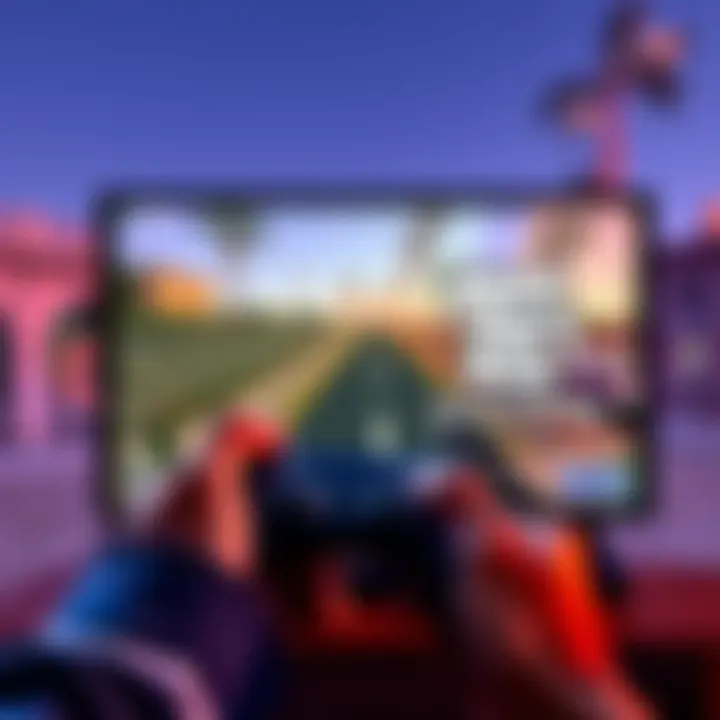 A gamer holding a controller focused on Grand Theft Auto: San Andreas - The Definitive Edition on screen, showcasing the game completion percentage at 100%