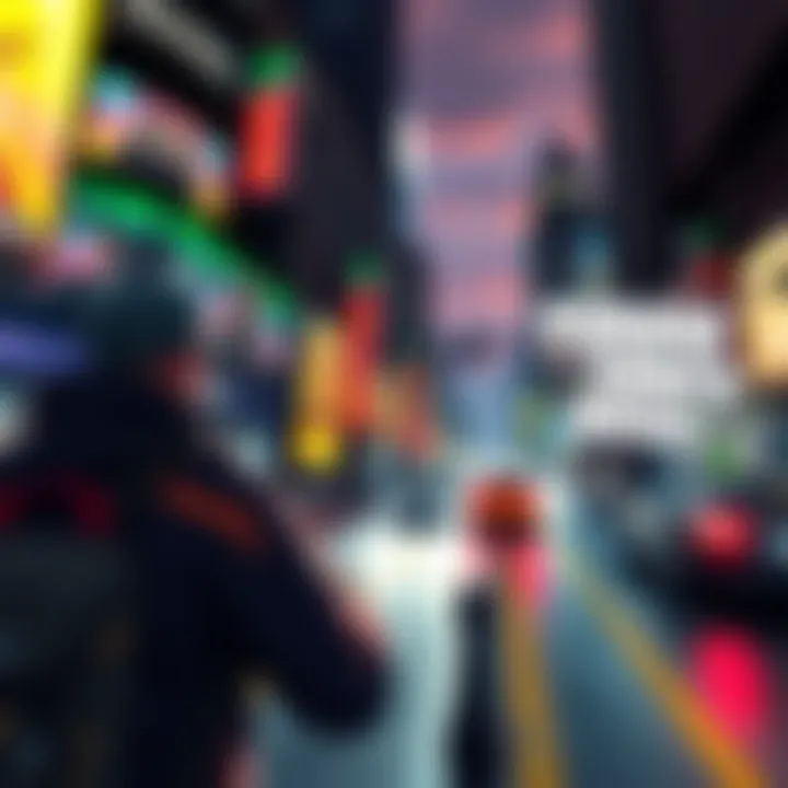 A player navigating the city in Grand Theft Auto V while learning strategies and tricks to improve their game.