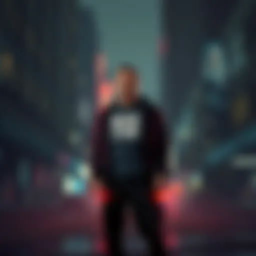 A character from GTA VI stands in a gritty urban environment, showcasing a mature and intense atmosphere, contrasting the playful style of GTA V.