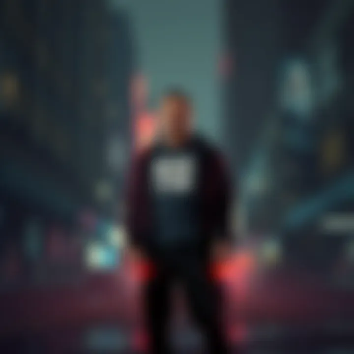 A character from GTA VI stands in a gritty urban environment, showcasing a mature and intense atmosphere, contrasting the playful style of GTA V.