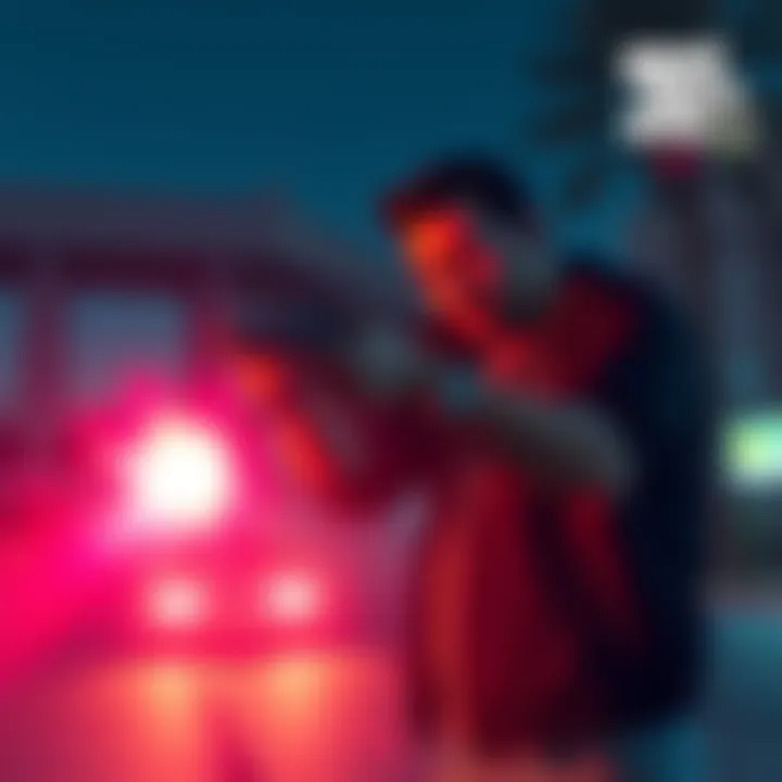 GTA VI Nighttime Gameplay A character in GTA VI uses a taser at night, with dramatic lighting and slow-motion effects showcasing action and graphics.