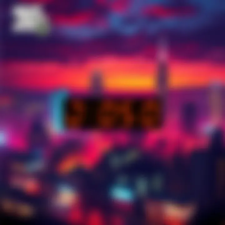 GTA VI Release Announcement A vibrant city skyline with bright lights showcasing a countdown to the release of GTA VI, emphasizing excitement among gamers.