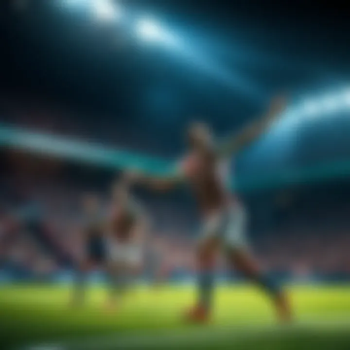 A GTFC player scores a goal in a packed stadium, celebrating with teammates as fans cheer wildly.