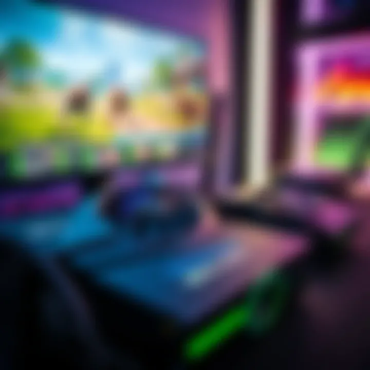 Close-up view of GTX 1080Ti and Titan XP graphics cards on a gaming setup with a monitor displaying a game