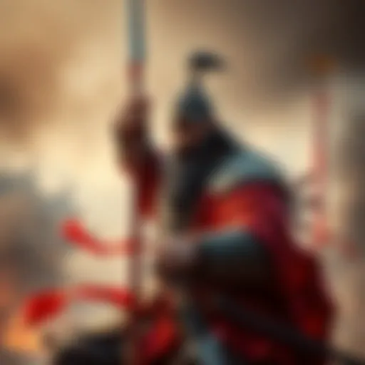 Guan Yu holding a spear, ready for combat in a solo role