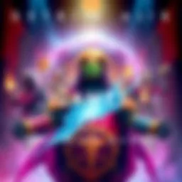 A colorful banner showcasing Guardians competing in the Guardian Games event, featuring Warlocks and Magic the Gathering elements