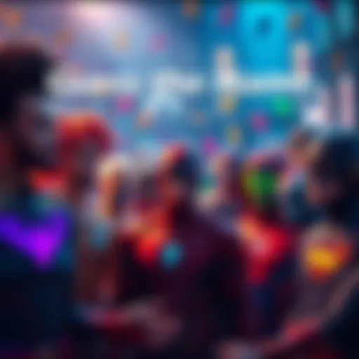 A colorful scene featuring various iconic heroes with question marks, inviting people to guess who they are based on clues.