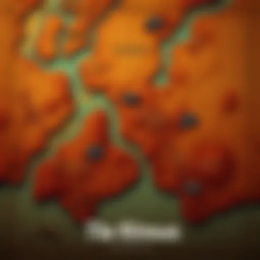 A detailed map showing clues for a hitman target identification game.