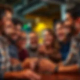 People playing guessing game Group of friends engaged in a fun guessing game, smiling and excited