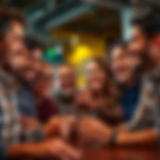 People playing guessing game Group of friends engaged in a fun guessing game, smiling and excited