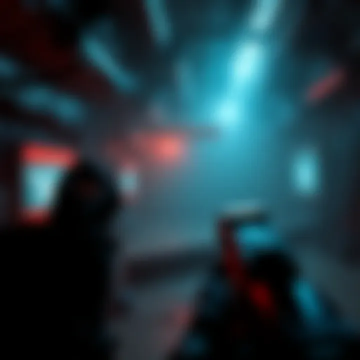 Guided Gameplay in Sci-Fi Horror Games A player receiving directional prompts in a dark, sci-fi environment, highlighting guided gameplay mechanics similar to Dead Space