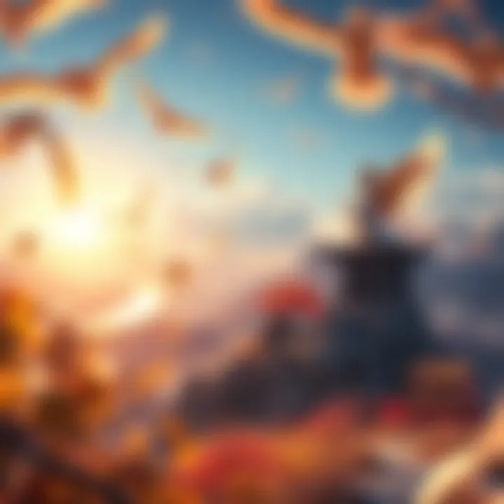 Guiding Wind and Golden Birds in Ghost of Yotei A scenic view of a beautiful landscape featuring the Guiding Wind and Golden Birds in the game Ghost of Yotei