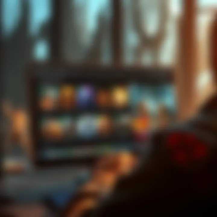 Guild Wars 2 DLC Options A player browsing DLC options for Guild Wars 2 on a computer screen, showcasing various expansion packs and promotional graphics.