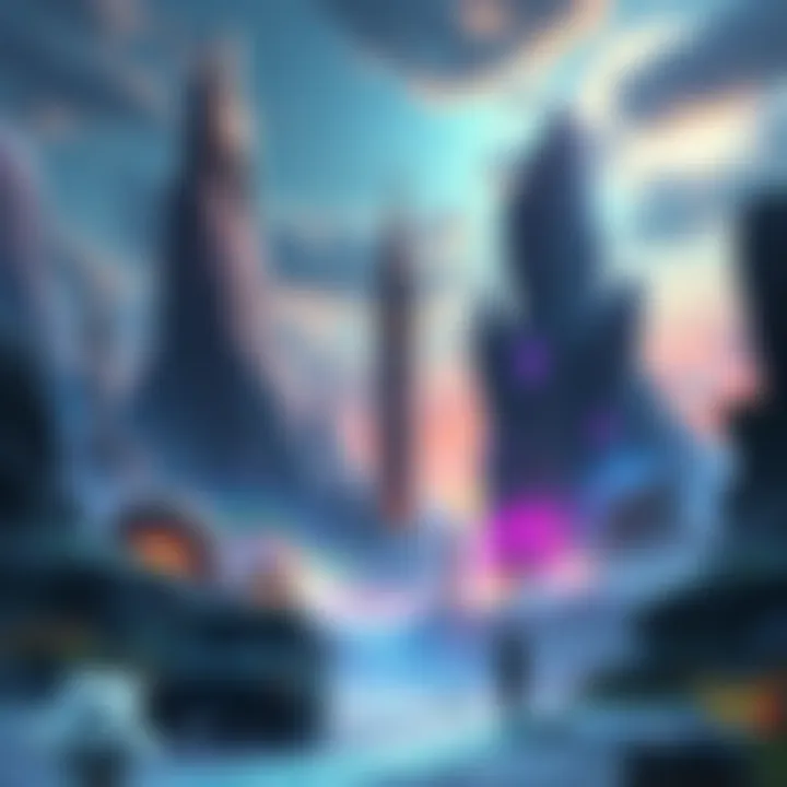 Artwork showcasing the new Guild Wars 2 expansion, Visions of Eternity, featuring vibrant landscapes and characters from the game.