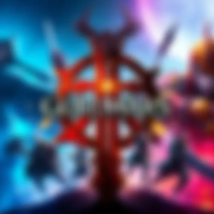 A vibrant and colorful digital artwork showcasing the logo of Guild Wars 3 with dynamic characters from the game ready for battle in an epic fantasy setting.