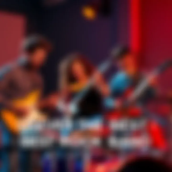 Friends enjoying a guitar and rock band game together