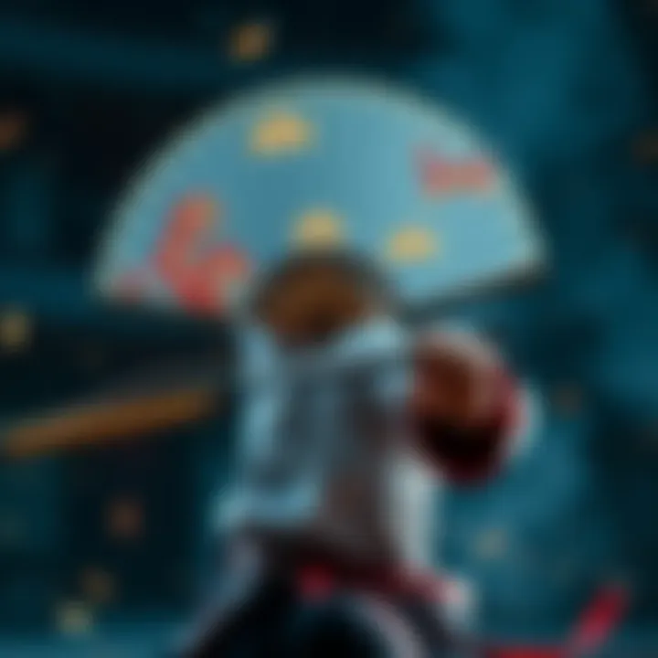 A traditional Gunbai fan displayed with intricate designs, symbolizing its potential as a weapon, held by a martial artist in a combat stance.