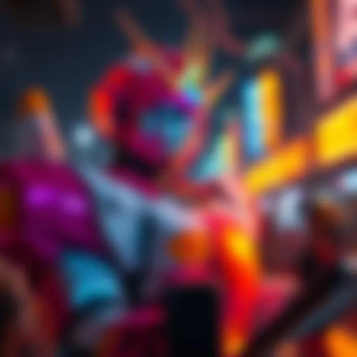 A character wearing the Gundam Skin, showcasing its unique design and bright colors in a gaming environment