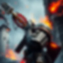 A character showcasing a powerful gunlance with a detailed armor setup ready for battle against monsters.