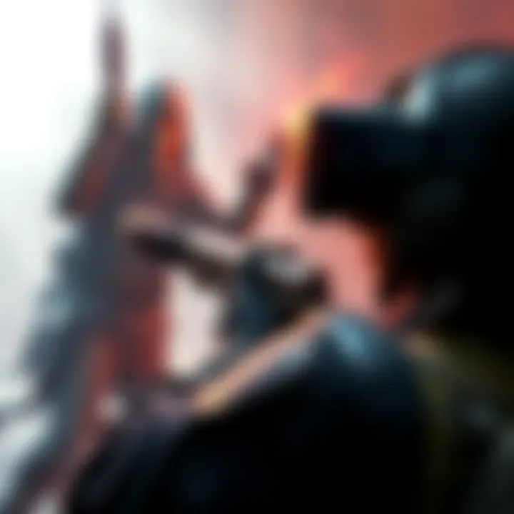 A player using VR headset aiming at an enemy in Resident Evil 8, showcasing intense action and immersive gameplay.