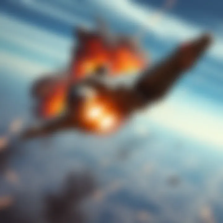 An enemy gunship explodes in mid-air during a takeover of point 'B'.