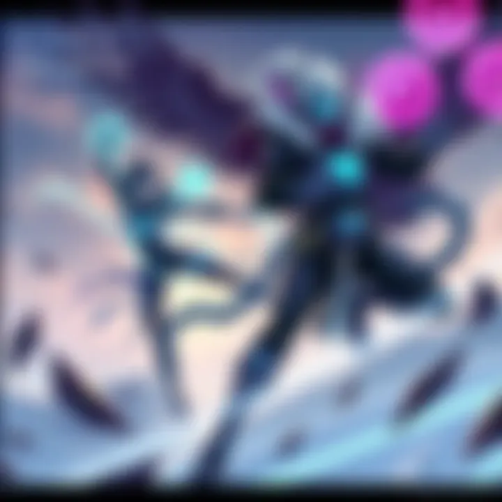 Illustration showing the characters Gyre and Valkyr using their unique abilities in an action-packed scene