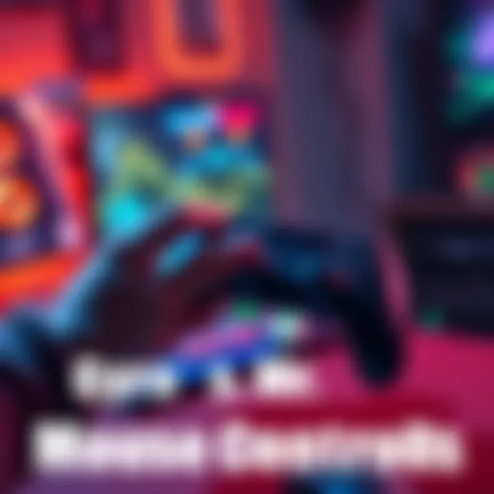 A gamer holding a game controller with a focus on motion controls, discussing preferences for gyro controls over mouse controls, with a gaming setup in the background.