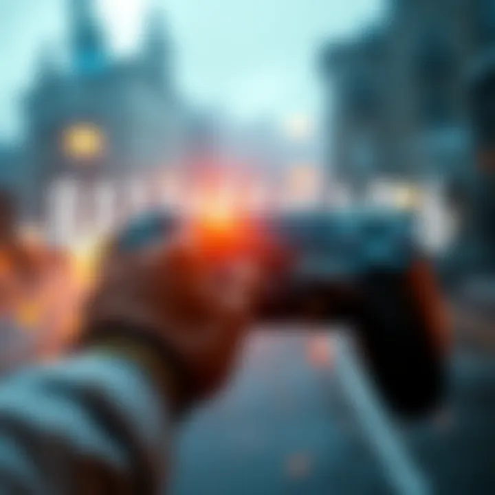 A console controller with gyro aiming feature shown in action during gameplay in Battlefield 6.