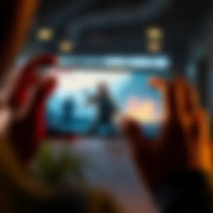 A person adjusting gyroscope settings on an iPhone XS Max while playing Standoff 2