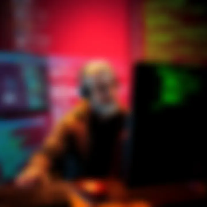 GZDoom's lead developer Graf Zahl is shown with a computer, surrounded by code snippets and community forum discussions, highlighting the controversy over AI-generated code.