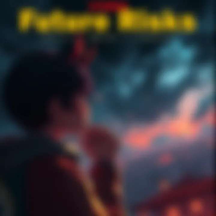 A thoughtful character looking out over a dark stormy sky, symbolizing fears and uncertainties about the future