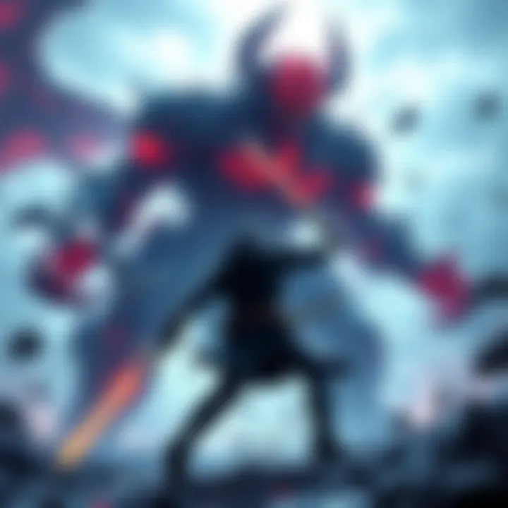 Player battling a giant boss in a hack and slash game on PS5, showcasing custom armor and weapons.