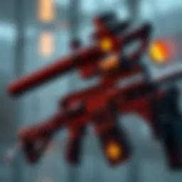 A grenade launcher and a bullpup rifle modified to fire automatically, with technical components visibly exposed.