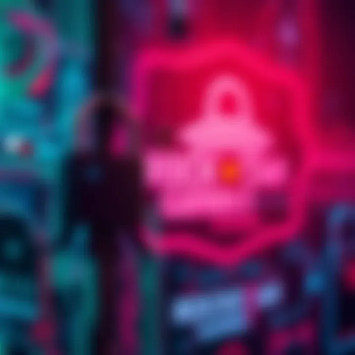 A visual representation of a hacker group breaching the security of Rockstar Games, with digital locks and a gaming logo in the background