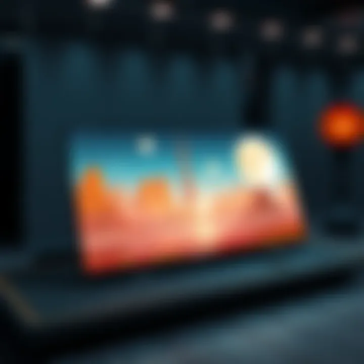 A Steam Deck showing the Hadi accessory called The Nine Songs Landscape with glitch effects on the screen.