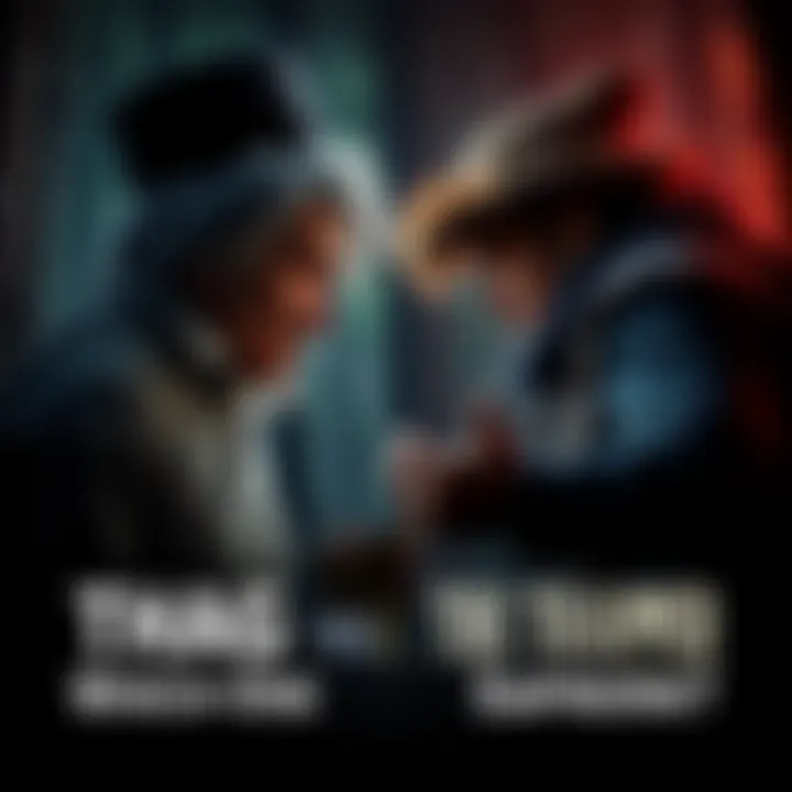 Hag and Trapper Characters A scene showing the Hag and Trapper characters facing off in a dark, moody forest setting, highlighting their unique appearances and gameplay styles.