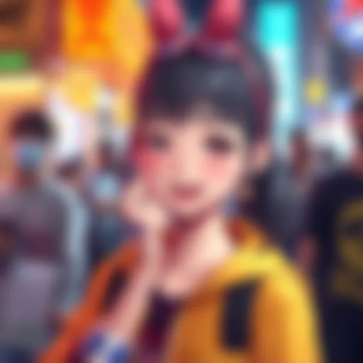 Hailey's Unique Anime Transformation Hailey showcasing her unique personality, dressed in colorful attire with a playful expression, standing out from typical anime characters.