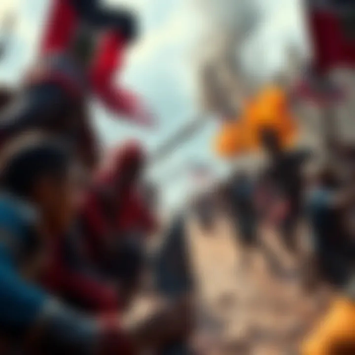 Scene depicting fighters during the Haitian Revolution, showcasing diverse participants and dramatic battles