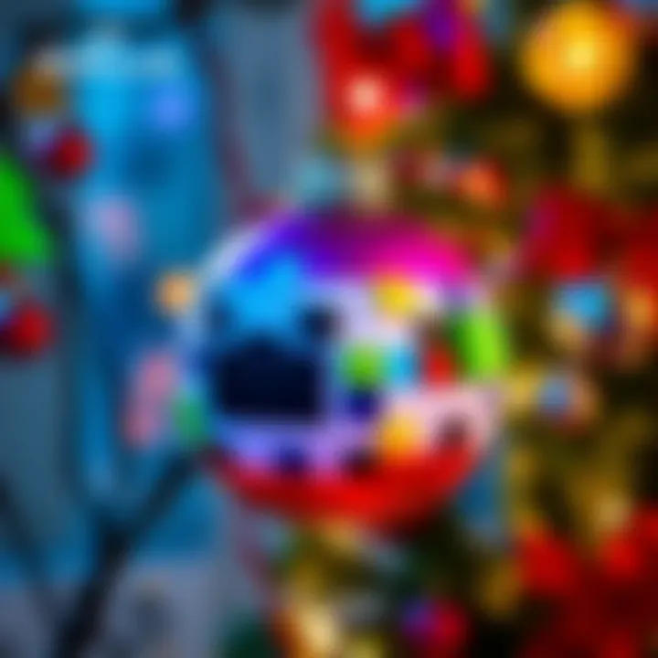 Colorful Blub ornament from Minecraft shown in festive setting with holiday decorations