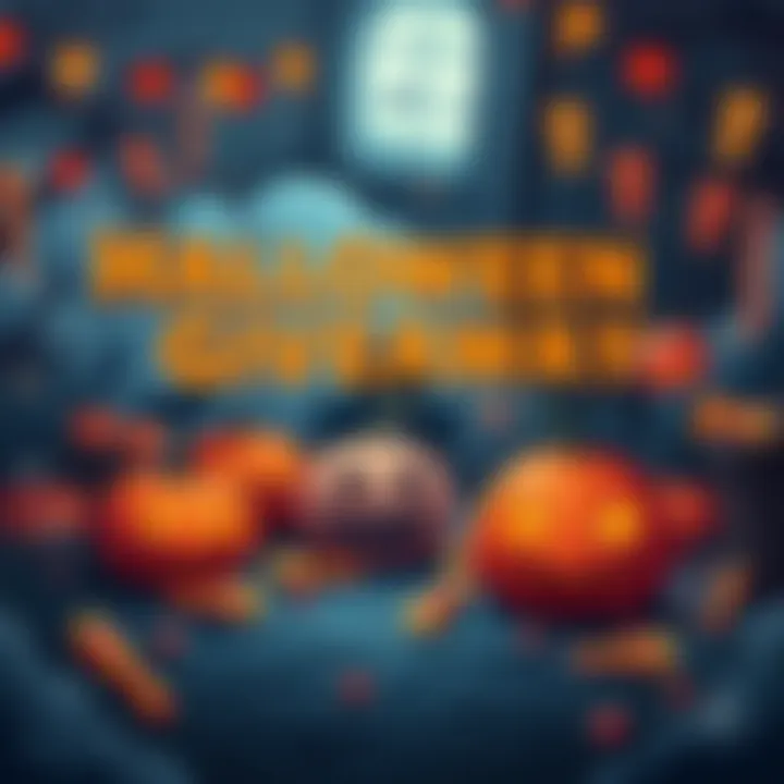 Halloween Giveaway Illustration A spooky Halloween scene with pumpkins, candy, and Steam game keys scattered around. There's a festive atmosphere inviting people to join the giveaway.