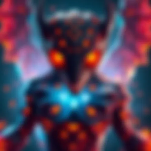 A detailed Halloween skin design featuring a Basilisk character with vibrant colors and fiery elements.