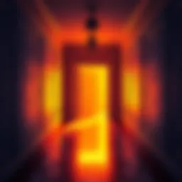 A well-lit hallway with an open door at the end, inviting exploration