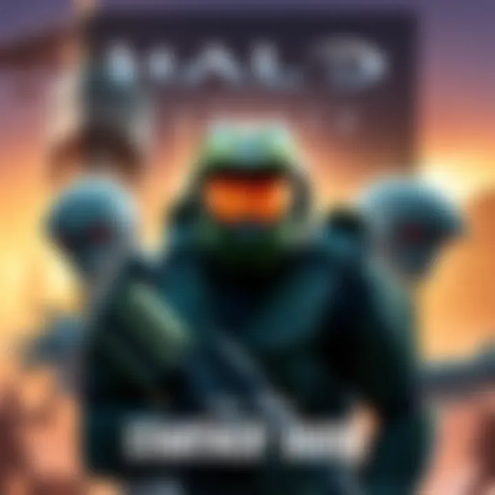 Cover art of Halo: Combat Evolved featuring Master Chief and aliens in a sci-fi setting