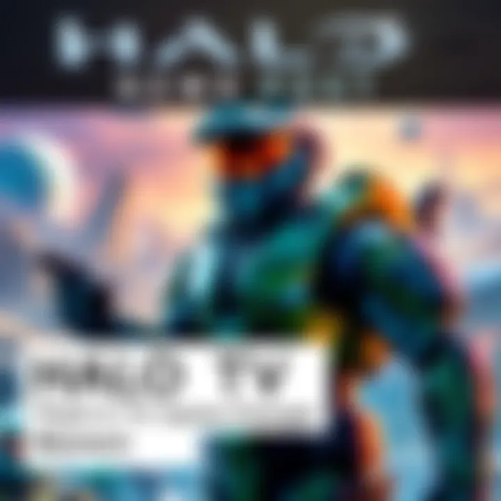 A scene from the Halo TV show featuring the iconic character in futuristic armor surrounded by sci-fi landscapes and action elements