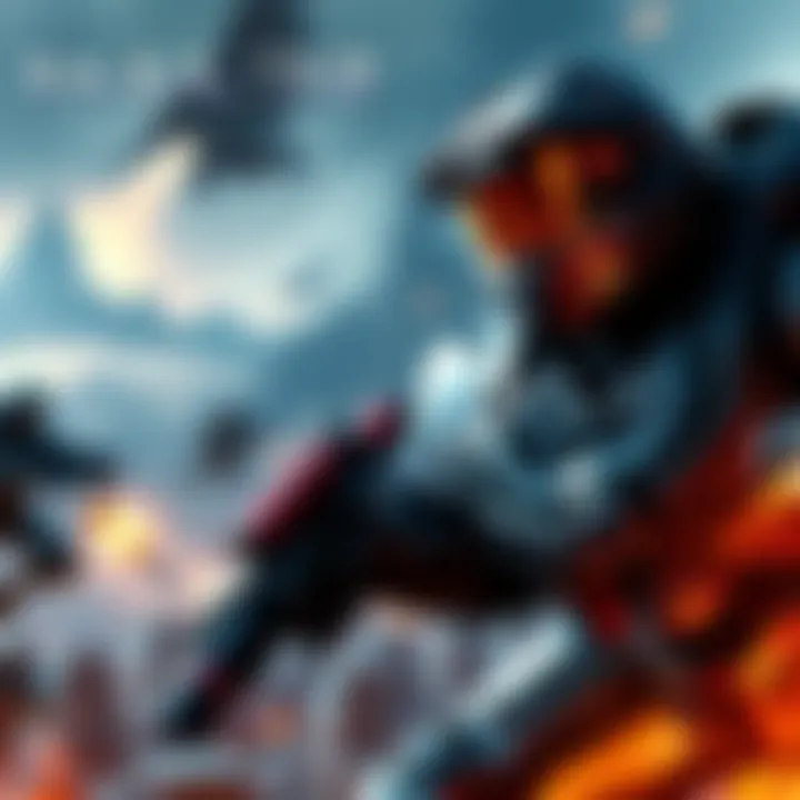 A character from Halo 2 in a battle scene, showcasing the game's dynamic combat and environments.