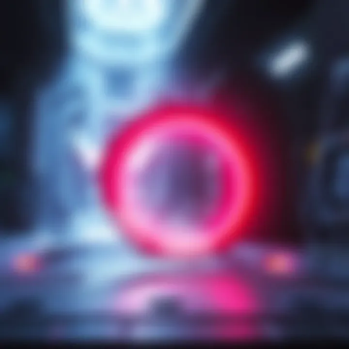 A close-up of the Ark in Halo 3 showing Truth activating rings, with one ring remaining dark and inactive, representing Installation 04.