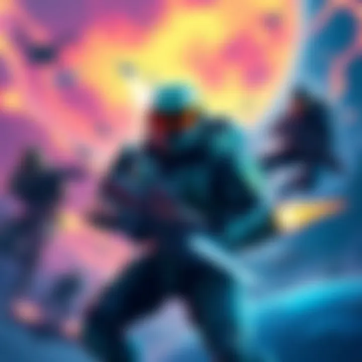 A vibrant illustration showcasing intense gameplay in Halo 3, featuring iconic characters and action-packed scenes.
