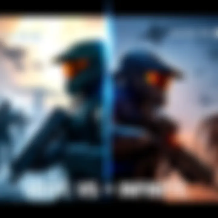 Side-by-side view of Halo 3 ODST and Halo Infinite gameplay characters in their distinct environments