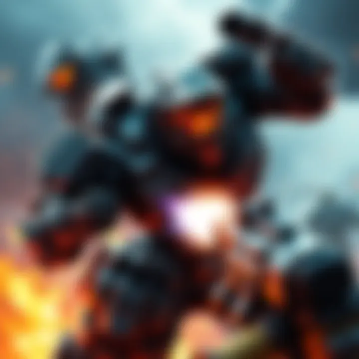 Halo 4 Promethean Knight in battle A Promethean Knight from Halo 4 engaging a player with its weapons, showcasing its armored design and glowing features.