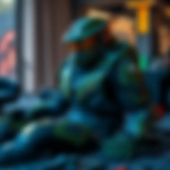 Halo Armor Cosplay Reference A fan displays various Halo armor pieces laid out for cosplay reference, focusing on accuracy and detail.